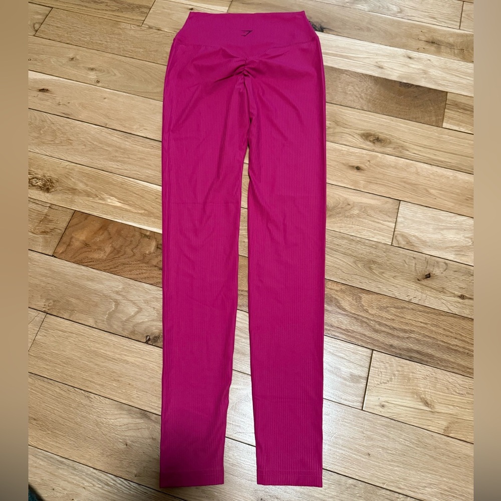 Gymshark Ribbed Seamless Leggings XS | Hot Pink High-Waist